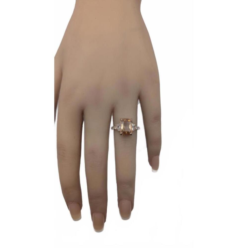 Elegant Vintage Style Rose Gold plated Ring with Emerald Cut Stone Size 6 - Picture 2 of 8